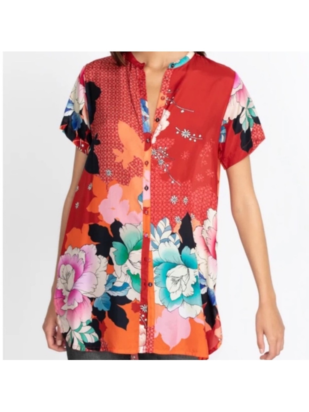 Johnny Was Silk Tura Lyra button up tunic